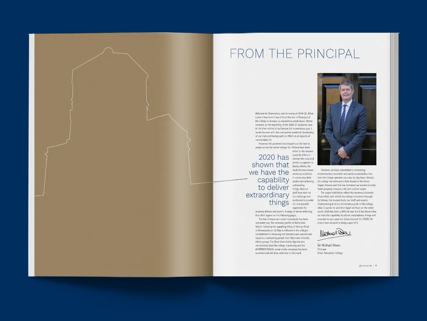 Green Templeton College Observatory Magazine Spread Design