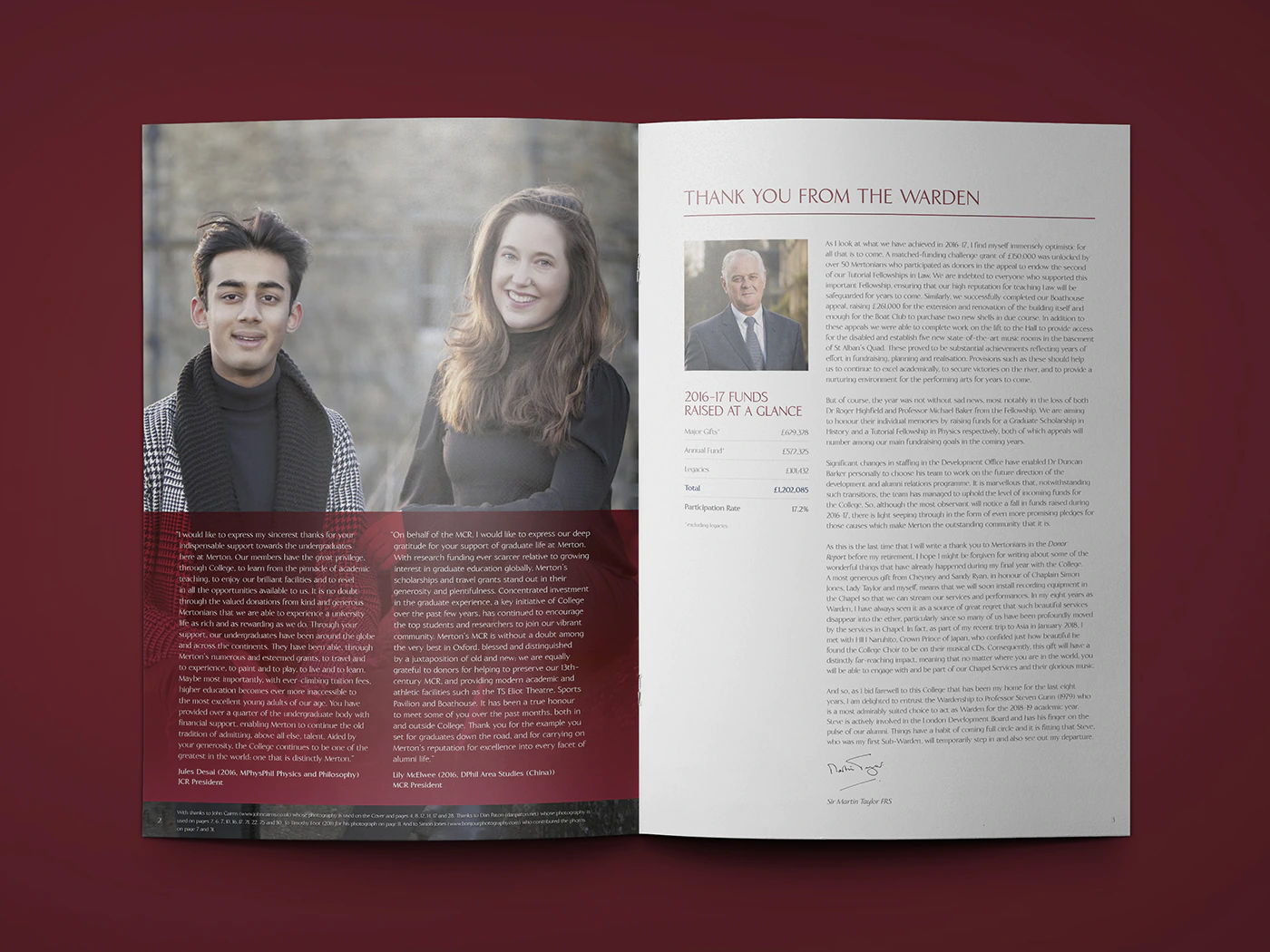 Merton College Donor Report Layout